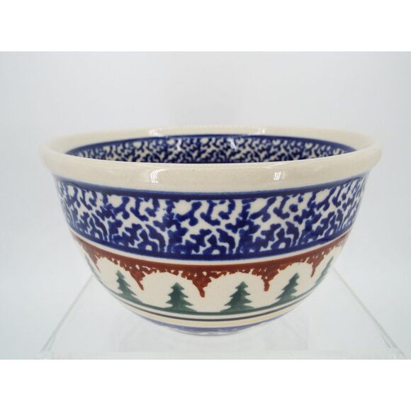 Boleslawiec Polish Pottery Evergreen Pine Tree Bowl 3.75" x 6.25" - Picture 6 of 7